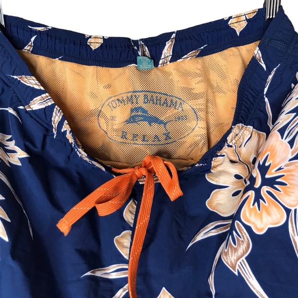 Tommy Bahama Men's Swim Trunks Blue Orange Floral Tropical Mesh Lined Beach - Picture 4 of 12